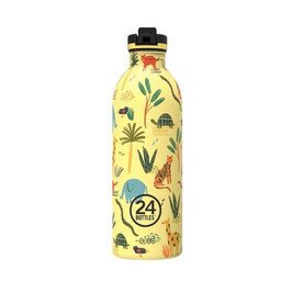 Trinkflasche 0,5 l Jungle Friends gelb mit Sportdeckel 24bottles