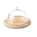 Käseglocke 2 tlg. Holz / Glas         26cm Continenta