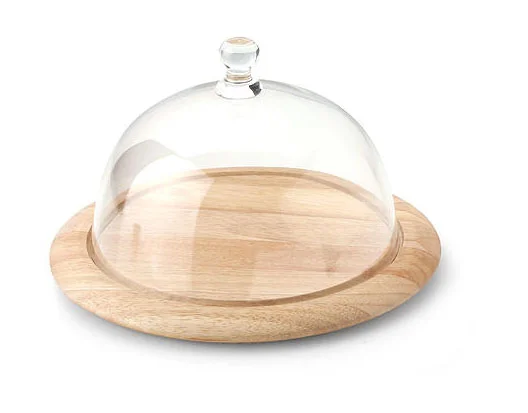 Käseglocke 2 tlg. Holz / Glas 26cm