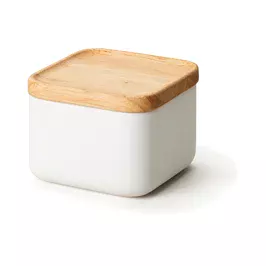 Vorratsdose 10,5x10,5x8cm m Holzdeckel weiß Continenta