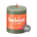 4er Pack Stumpenkerze 80/68 Rustik Shine olivengrün 70 Bolsius