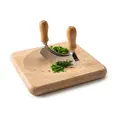 Wiegemesserbett mit Wiegemesser 23x23 cm Gummibaumholz Continenta