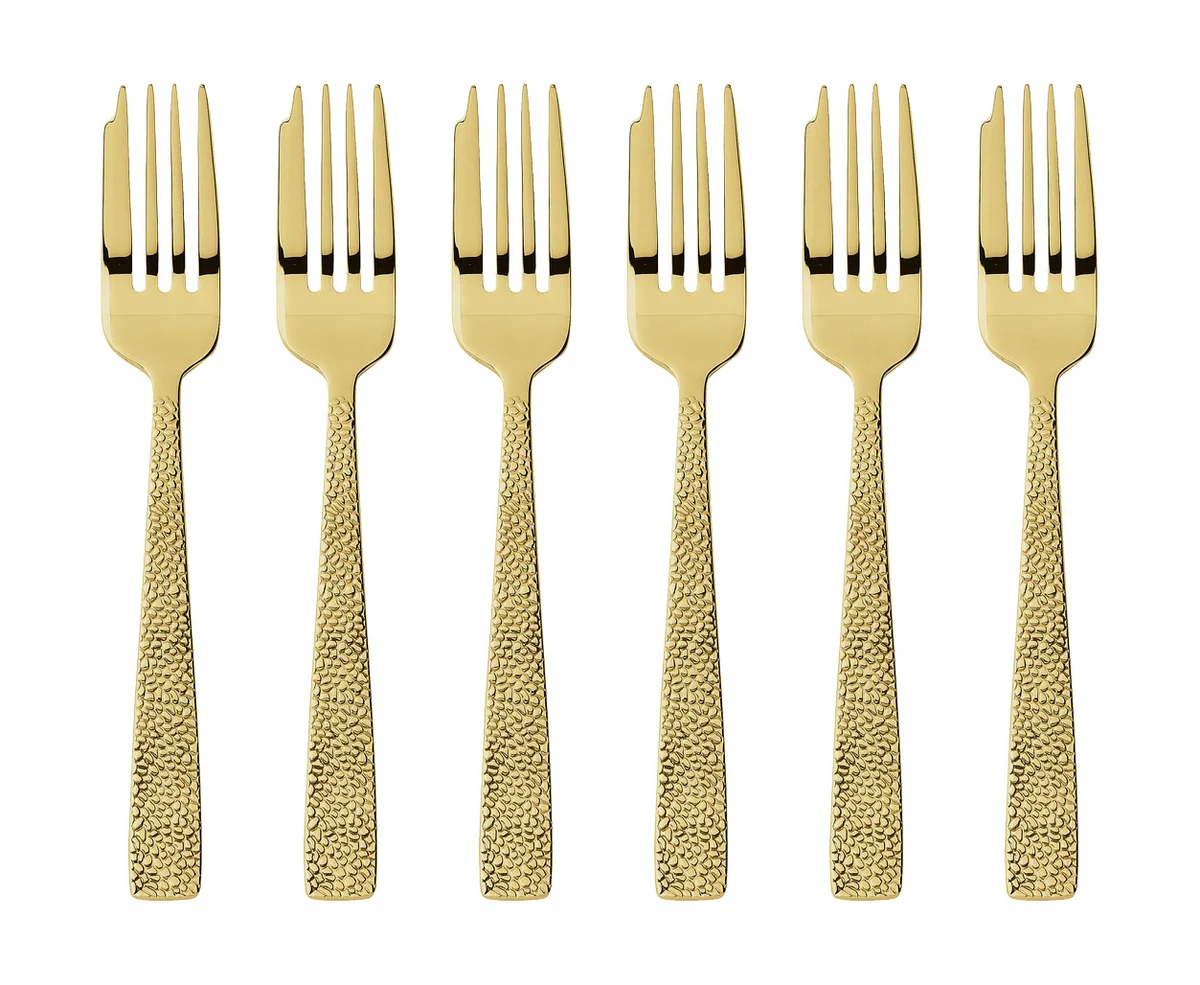 Kuchengabel-Set 6-tlg. Siena Mirror PVD Gold