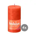 4er Pack Stumpenkerze 130/68 Rustik Shine herbstliches orange 35 Bolsius