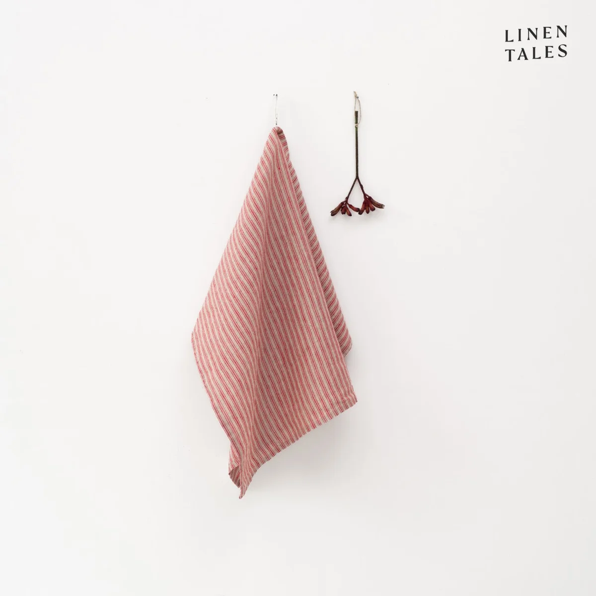 Leinen-Geschirrtuch 45x65 cm Red Natural Stripes