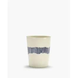 Teetasse 0,33 l Feast weiß/blaue Streifen Serax