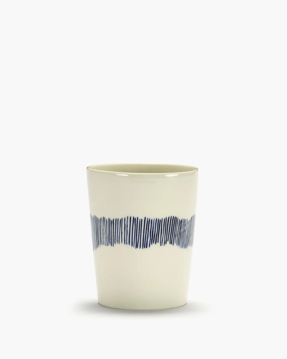 Teetasse 0,33 l Feast weiß/blaue Streifen