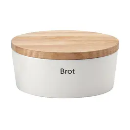 Brottopf mit Holzdeckel 30x23x13 cm weiß Continenta