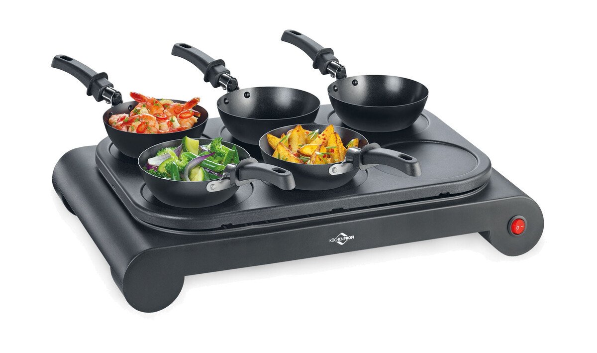 Küchenprofi Party-Wok-Set 14-tlg. 1000 W Gourmet schwarz