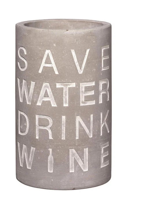 Weinkühler Save water, drink wine 21 cm grau