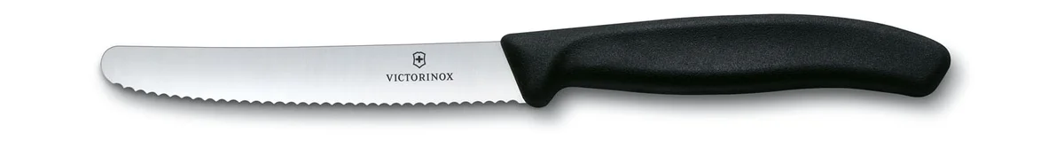 Tomaten- und Tafelmesser 11 cm Wellenschliff Swiss Classic schwarz