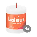 4er Pack Stumpenkerze 80/68 Rustik Shine wolkiges weiß 02 Bolsius