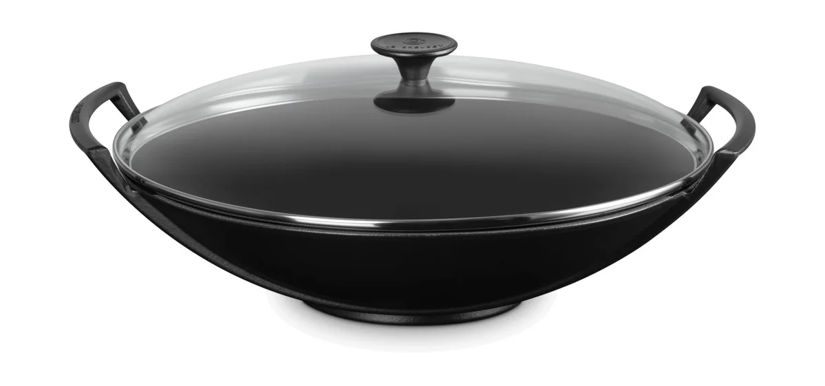 Wok mit Glasdeckel 36 cm Schwarz