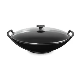 Wok mit Glasdeckel 36 cm Schwarz Le Creuset