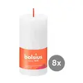 8er Pack Stumpenkerze 100/50 Rustik Shine wolkiges weiß 02 Bolsius