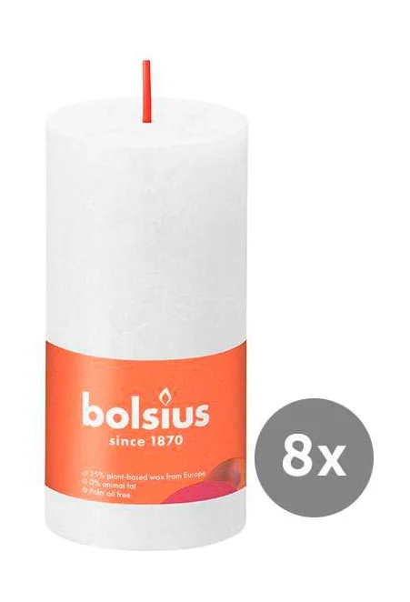 8er Pack Stumpenkerze 100/50 Rustik Shine wolkiges weiß 02