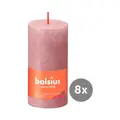 8er Pack Stumpenkerze 100/50 Rustik Shine eschen rose 39 Bolsius