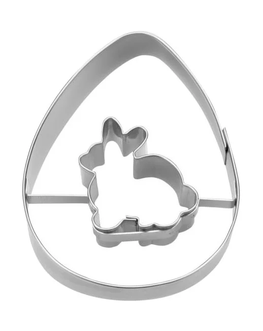 Ausstecher Ei mit Hase 7 cm edelstahl
