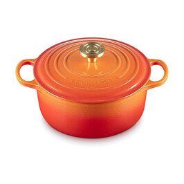 Bräter m. D. rund 24 cm Guss Signature Flamme Dorée Le Creuset