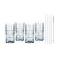 Logdrinkglas 4er-Set + 4 Glastrinkhalme Tastes Good Nachtmann
