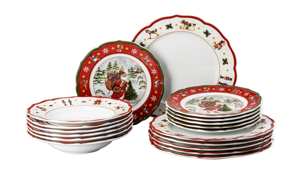 Teller-Set 18-tlg. Happy Wintertime Red