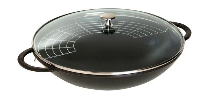 Wok mit Glasdeckel 37 cm schwarz