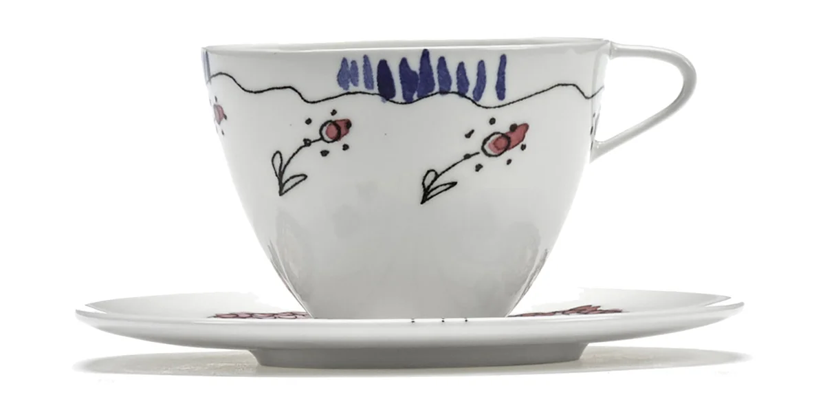 Kaffeetasse mit Untere 11 cm Midnight Flowers Anemone Milk Mauve