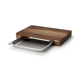 Schneidebrett Walnuss m. Edelstahl Schublade 48 x 32,5 x 6 cm Continenta