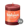 4er Pack Stumpenkerze 80/68 Rustik Shine samtrot 47 Bolsius