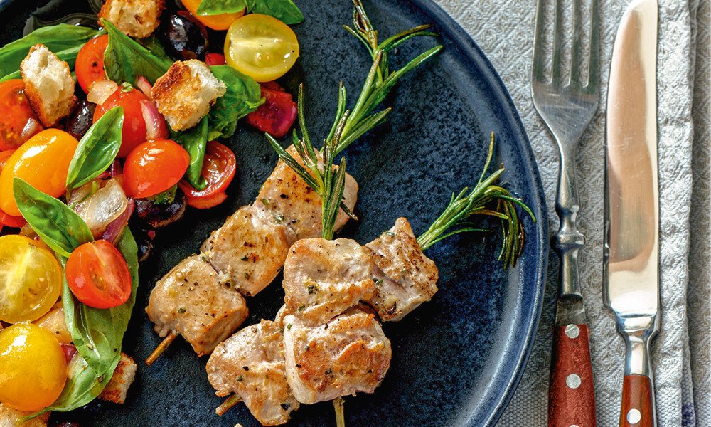 Tischwelt Rezepte Kochbuch LV Kaninchenspieße Besteck brauner Griff