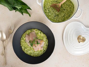Bärlauch Risotto mit Forellenfilet
