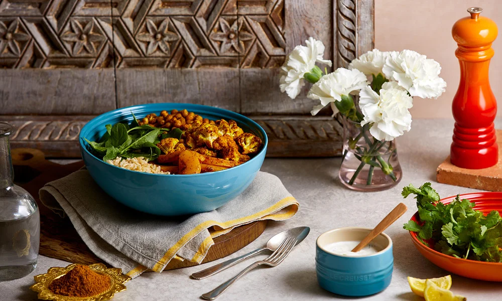 Le Creuset Rezeptfoto Buddha Bowl Indien 1000x600px